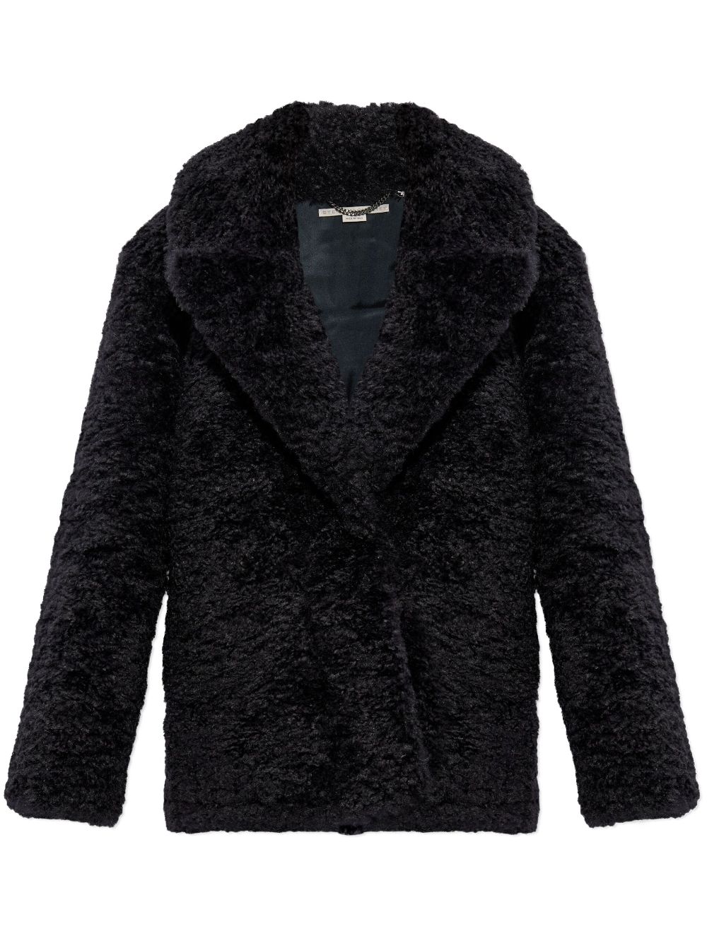 Faux-shearling single-breasted jacket - Black