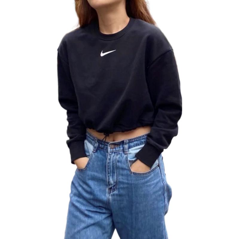 (WMNS) Sportswear Swoosh French Terry Crewneck Top 'Black'
