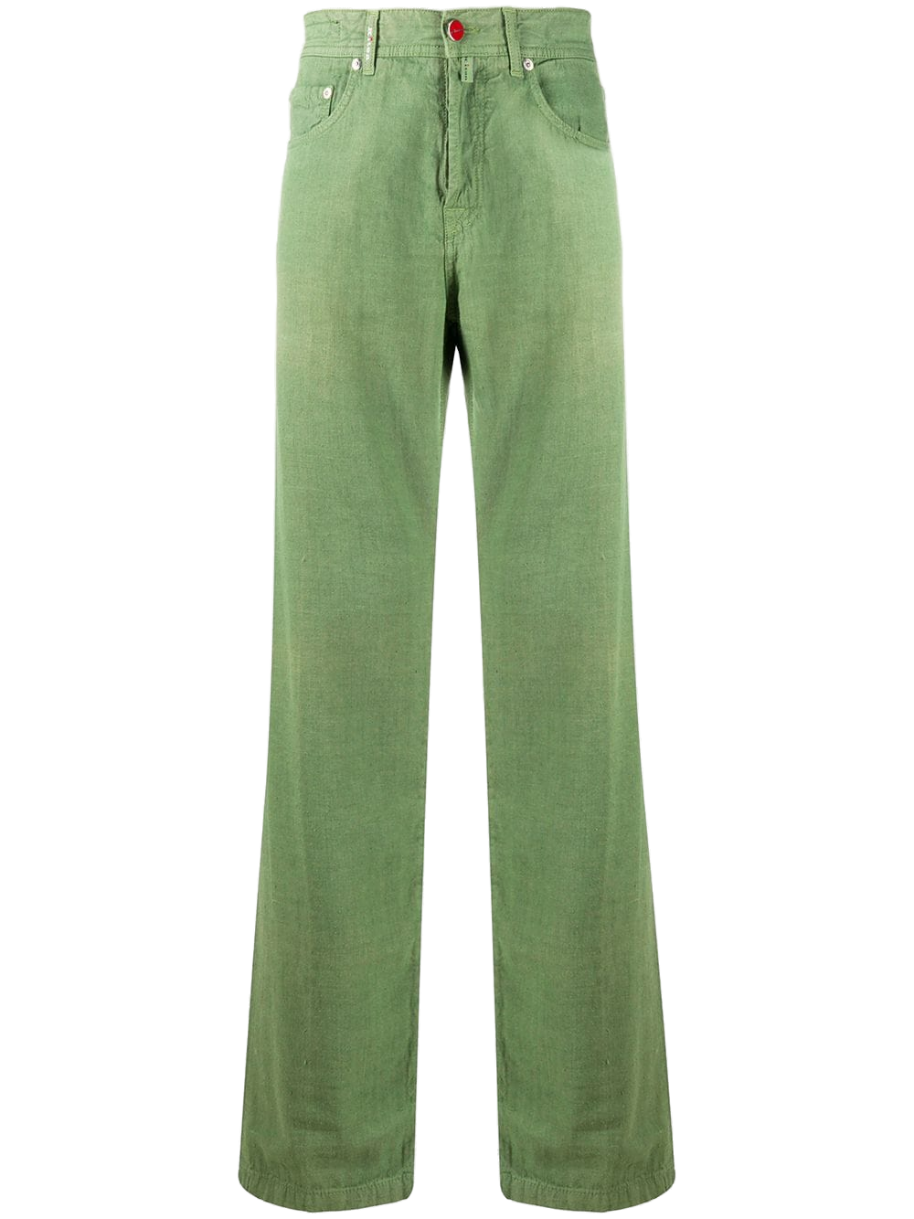 Cotton-Hemp Blend Straight Leg Jeans — Green