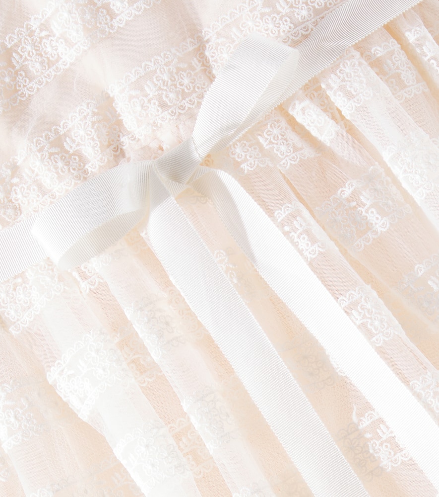 Lace-trimmed tulle dress