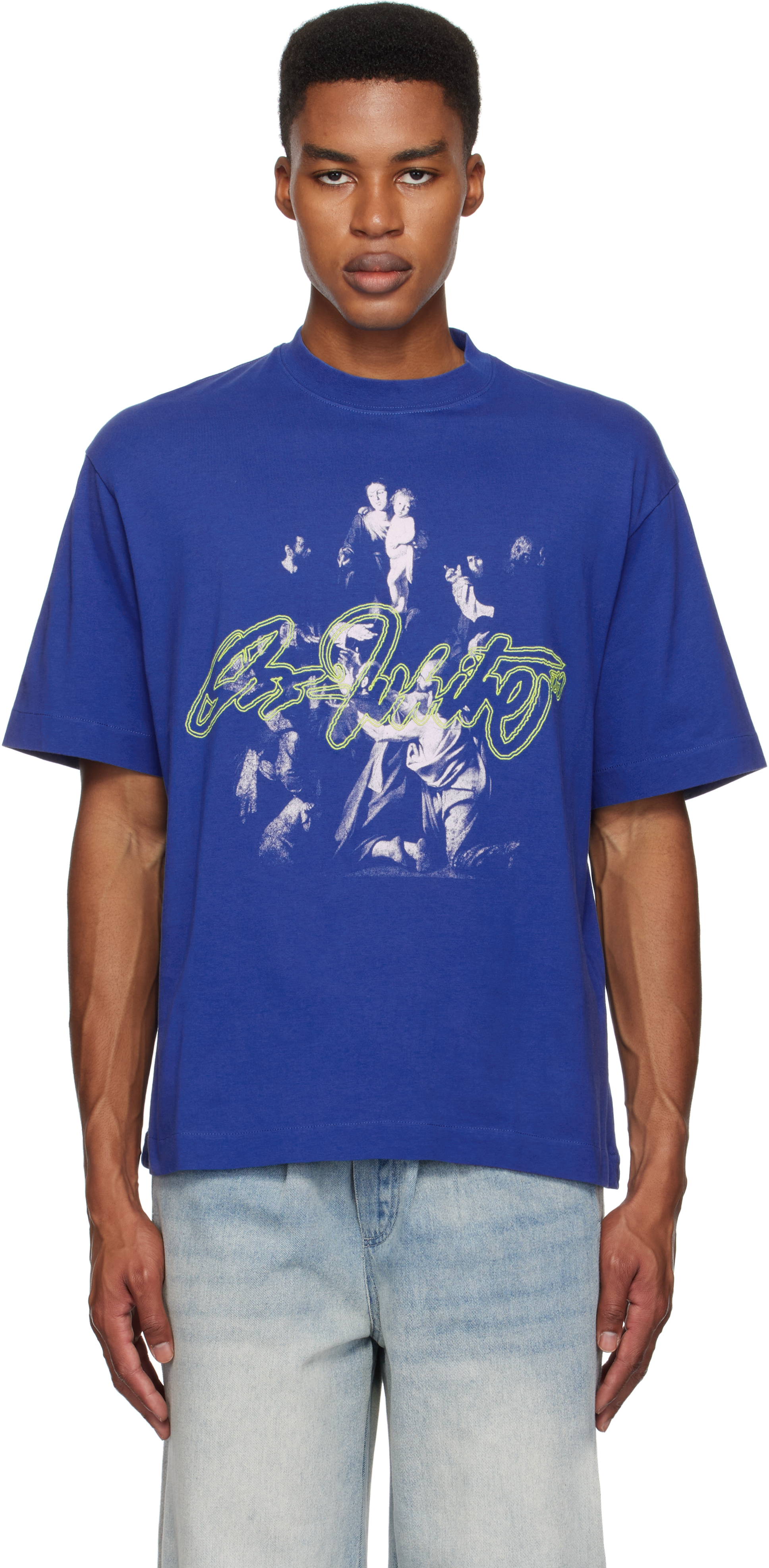 Off-White Blue Script Mary Skate T-shirt