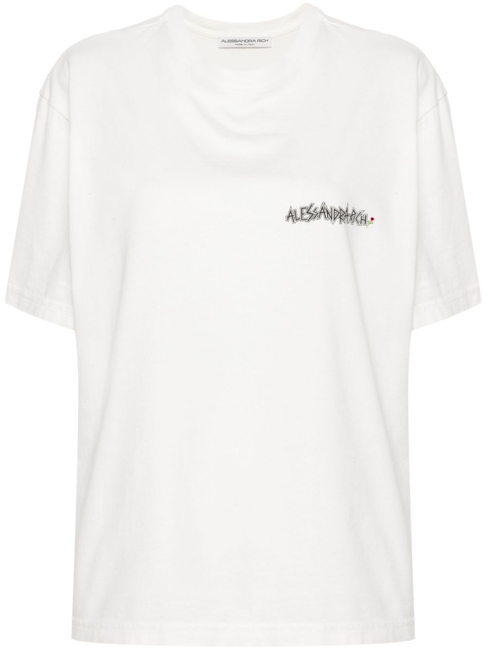 Crystal-embellished graphic-print T-shirt - Grey