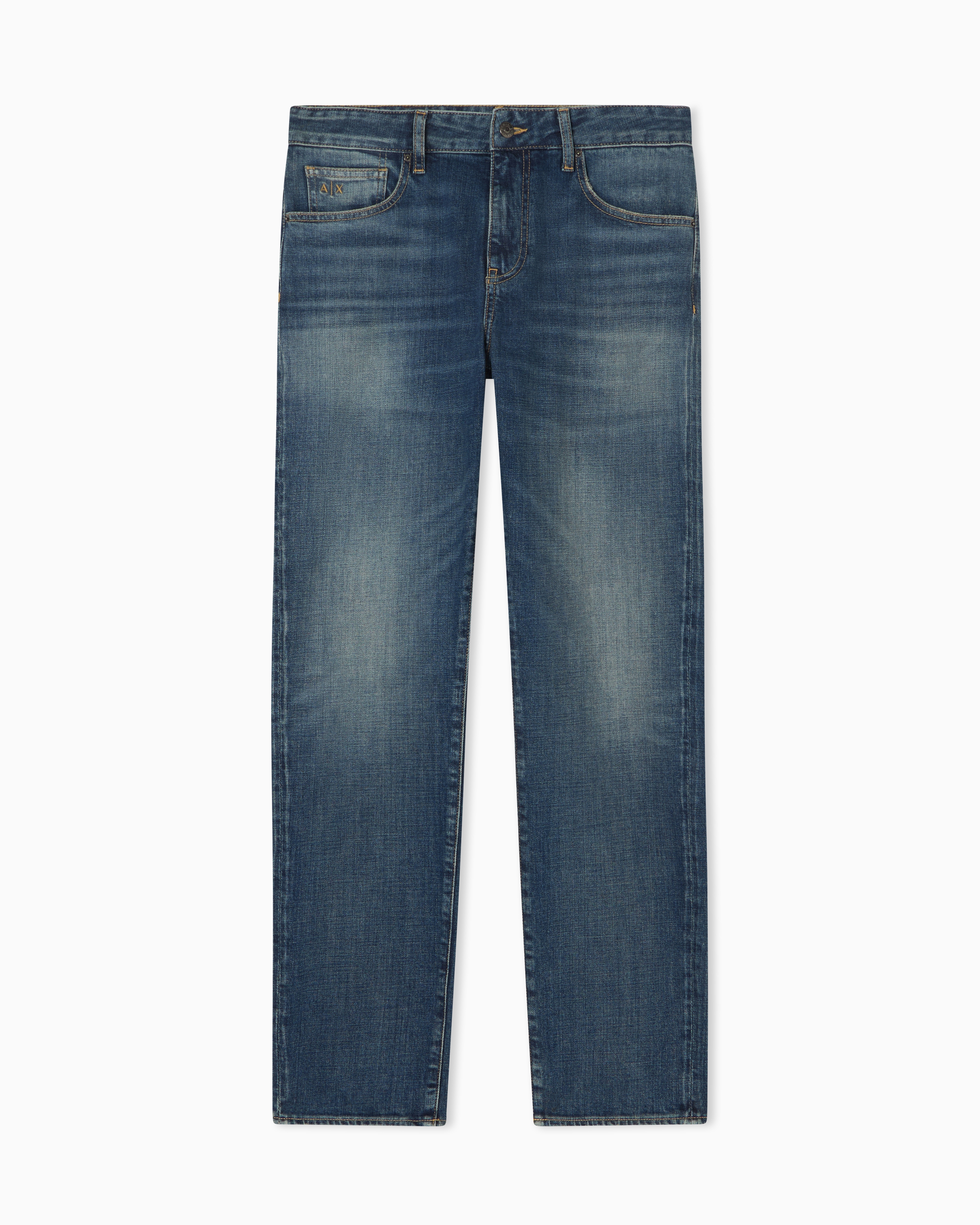 Slim Fit Stretch Denim Jeans in Classic Wash Blue