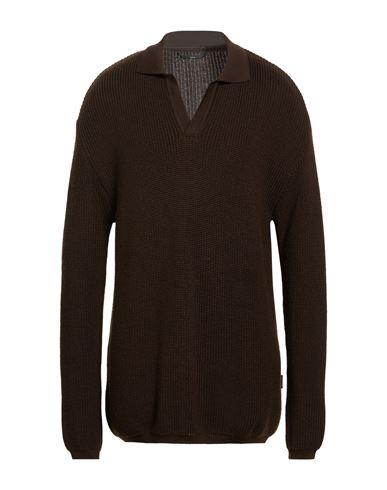 Hevò Man Sweater Dark brown Size L Virgin Wool, Acrylic