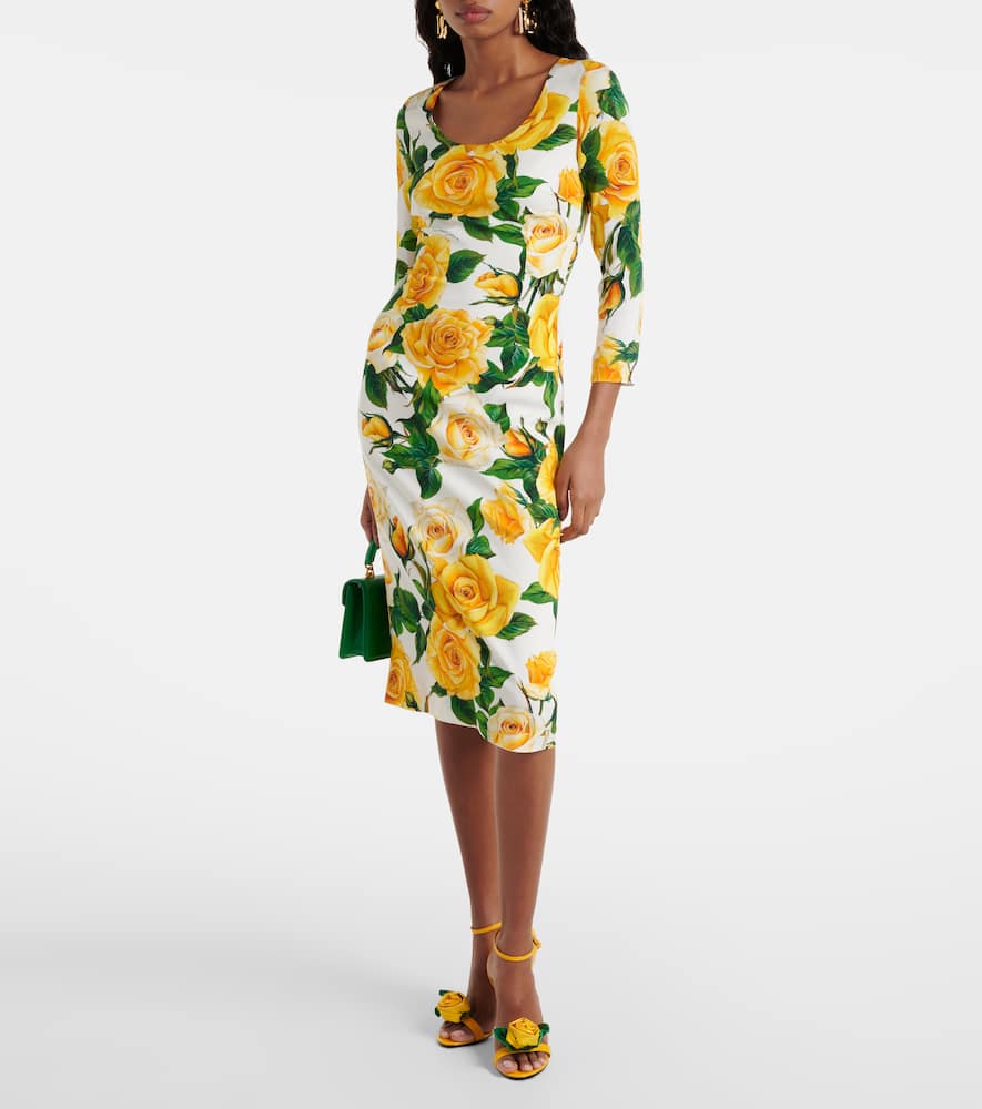 Floral silk-blend midi dress