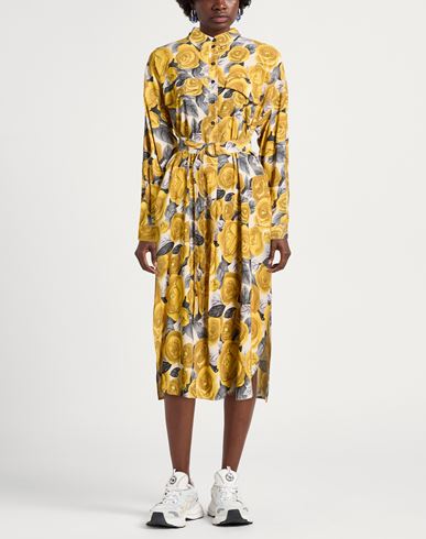 Woman Midi dress Yellow Size M Rayon, Polyester