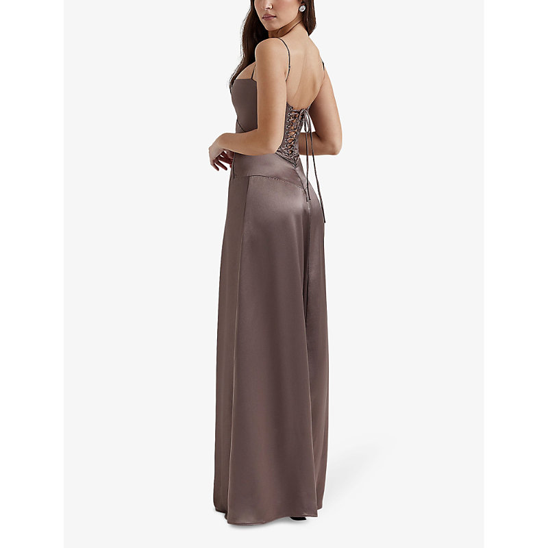 Womens Smoke Anabella Lace-up Satin Maxi Dress 