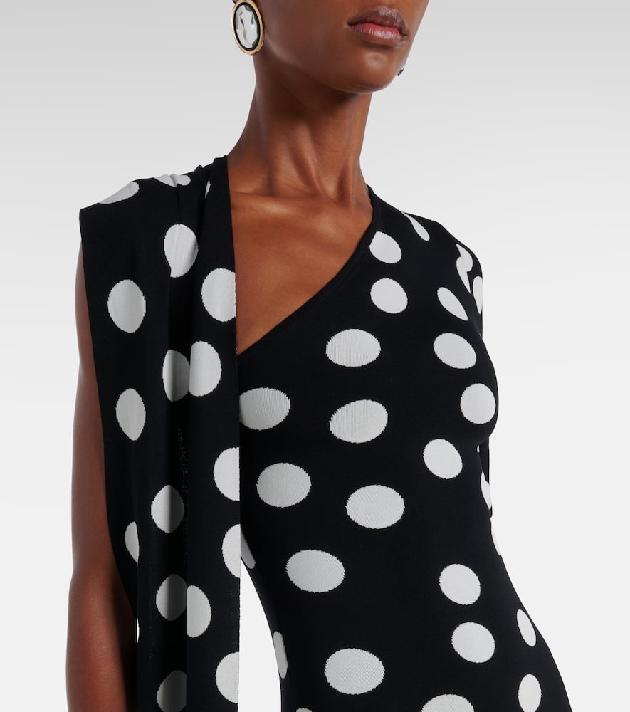 Polka-dot scarf-detail gown