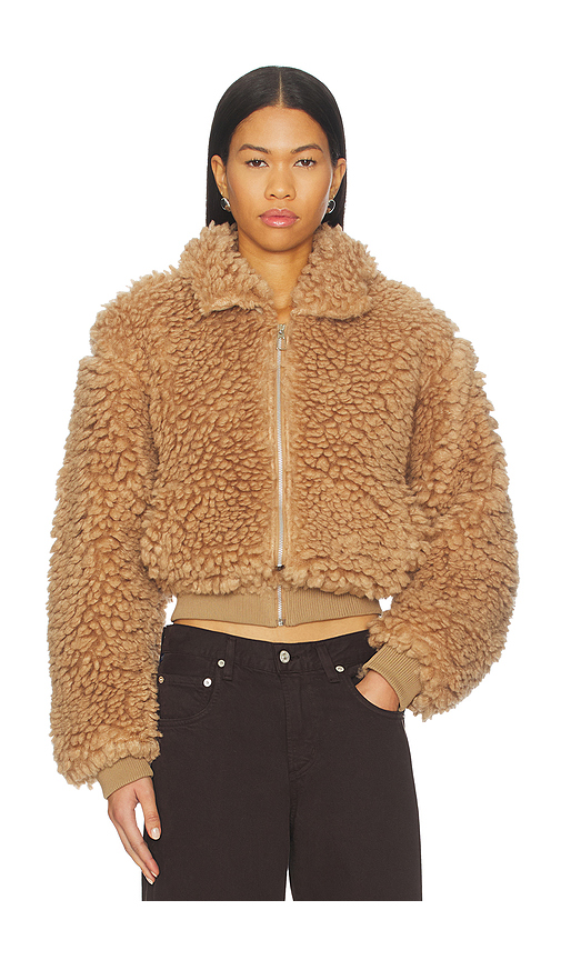 MORE TO COME Indira Teddy Jacket in Tan. XL. Also in L, M, S