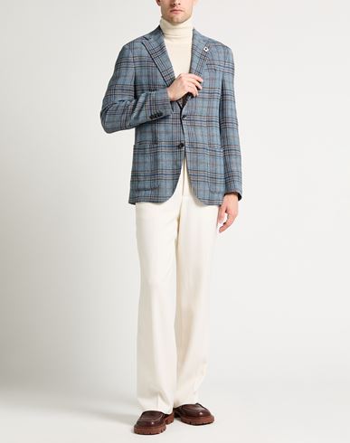 Lardini Man Blazer Blue Size 38 Linen, Silk, Wool