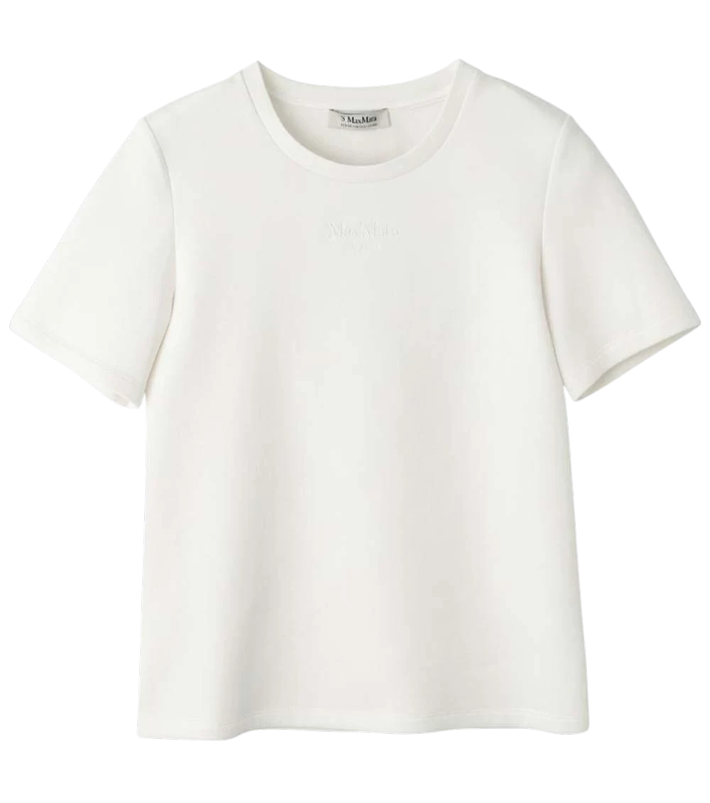 White Round Neck Logo T-shirt