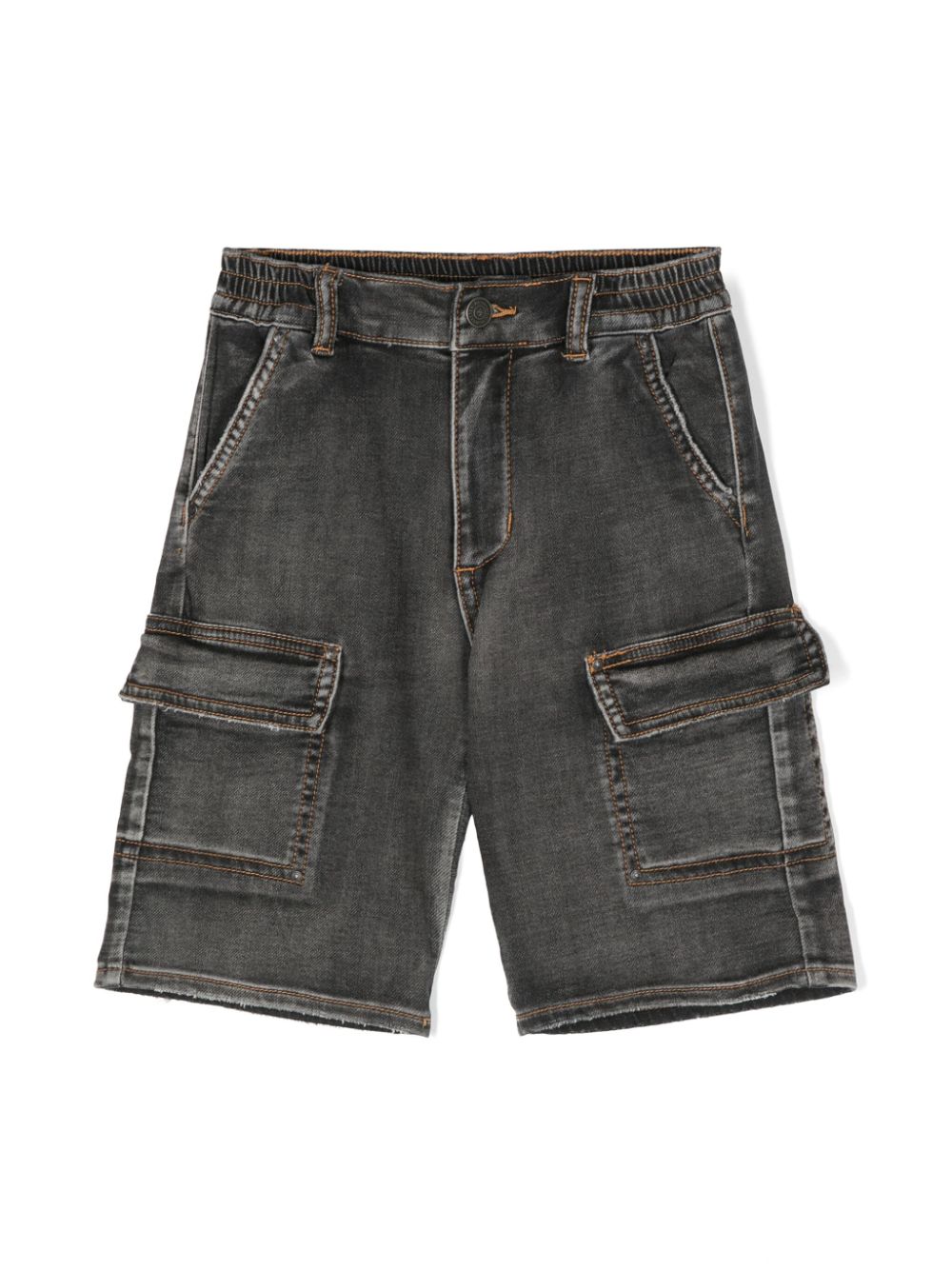 Logo-appliqué denim cargo shorts - Black
