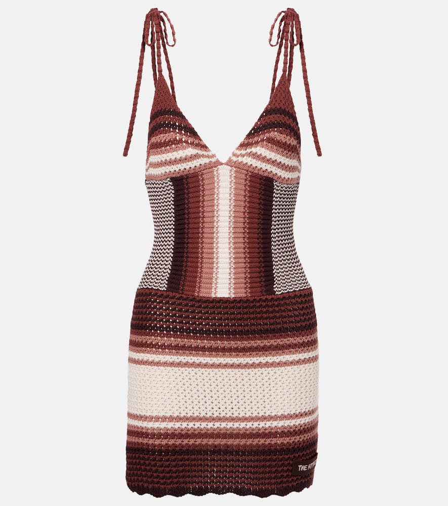 Crochet striped cotton minidress