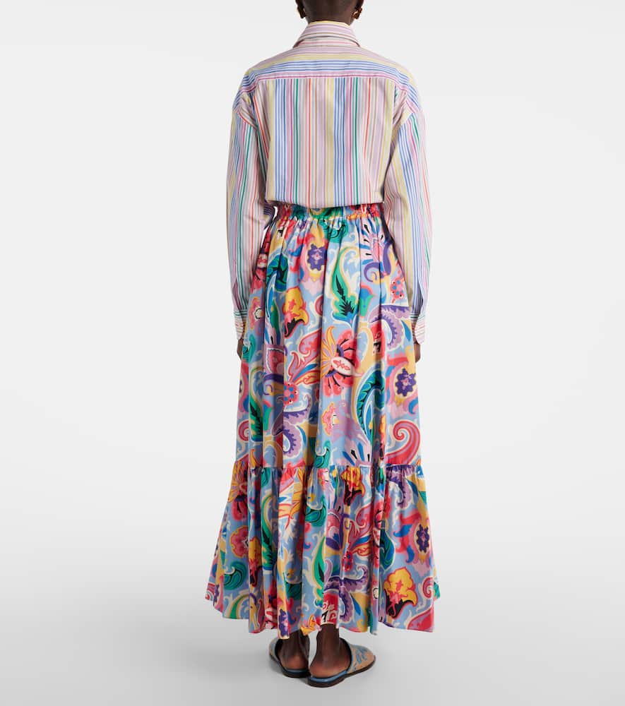 Printed cotton maxi skirt