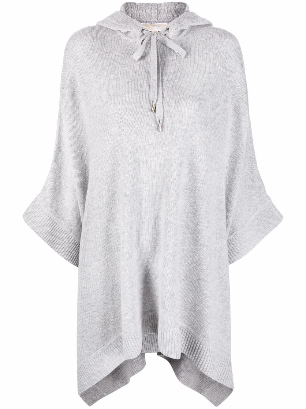 Fine-knit hooded cape - Grey