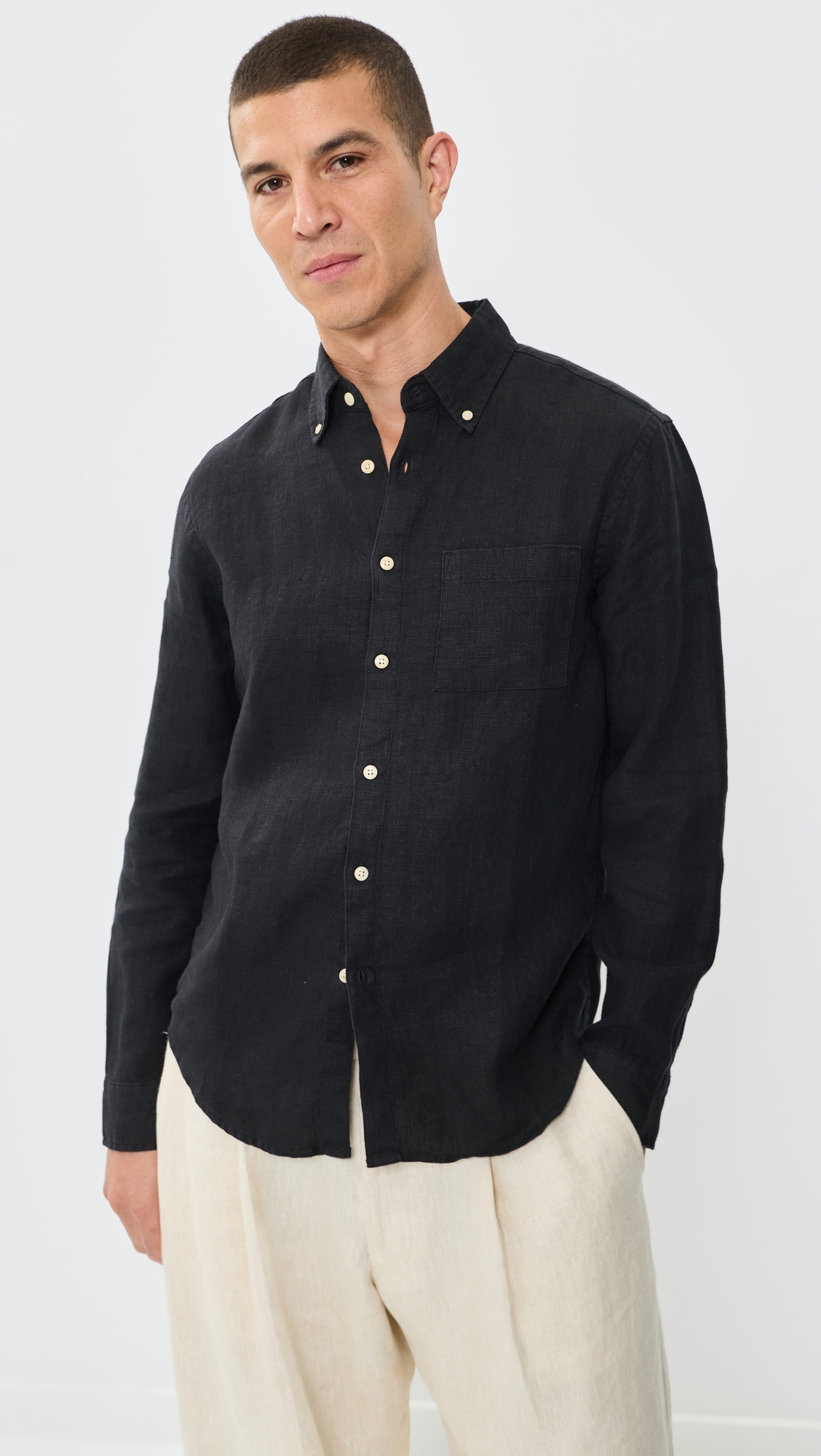Linen Playa Button Down Shirt Night