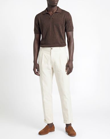 Man Pants Cream Size 38 Cotton, Elastane