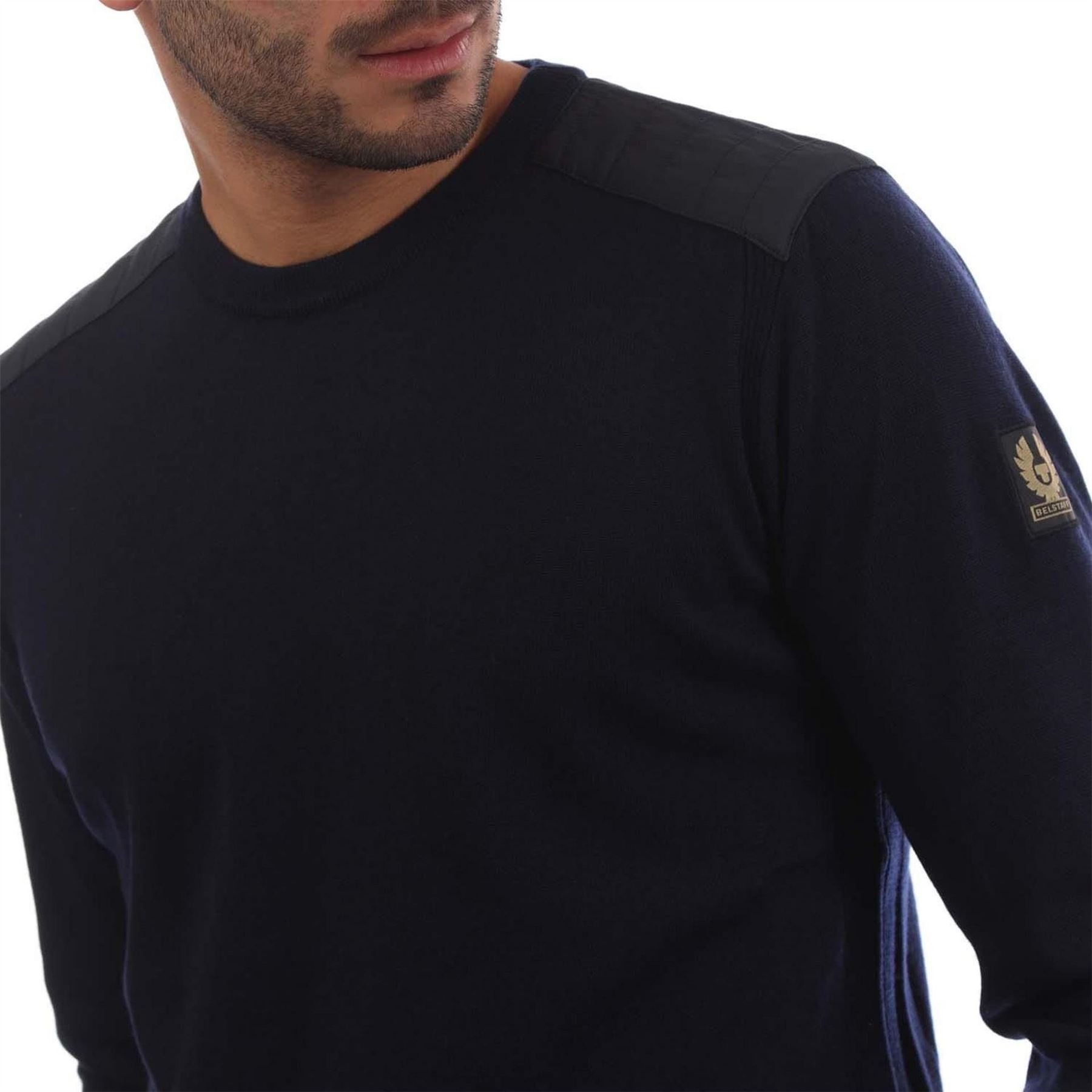 Belstaff Mens Crew Neck Kerrigan Jumper in Navy - Sma