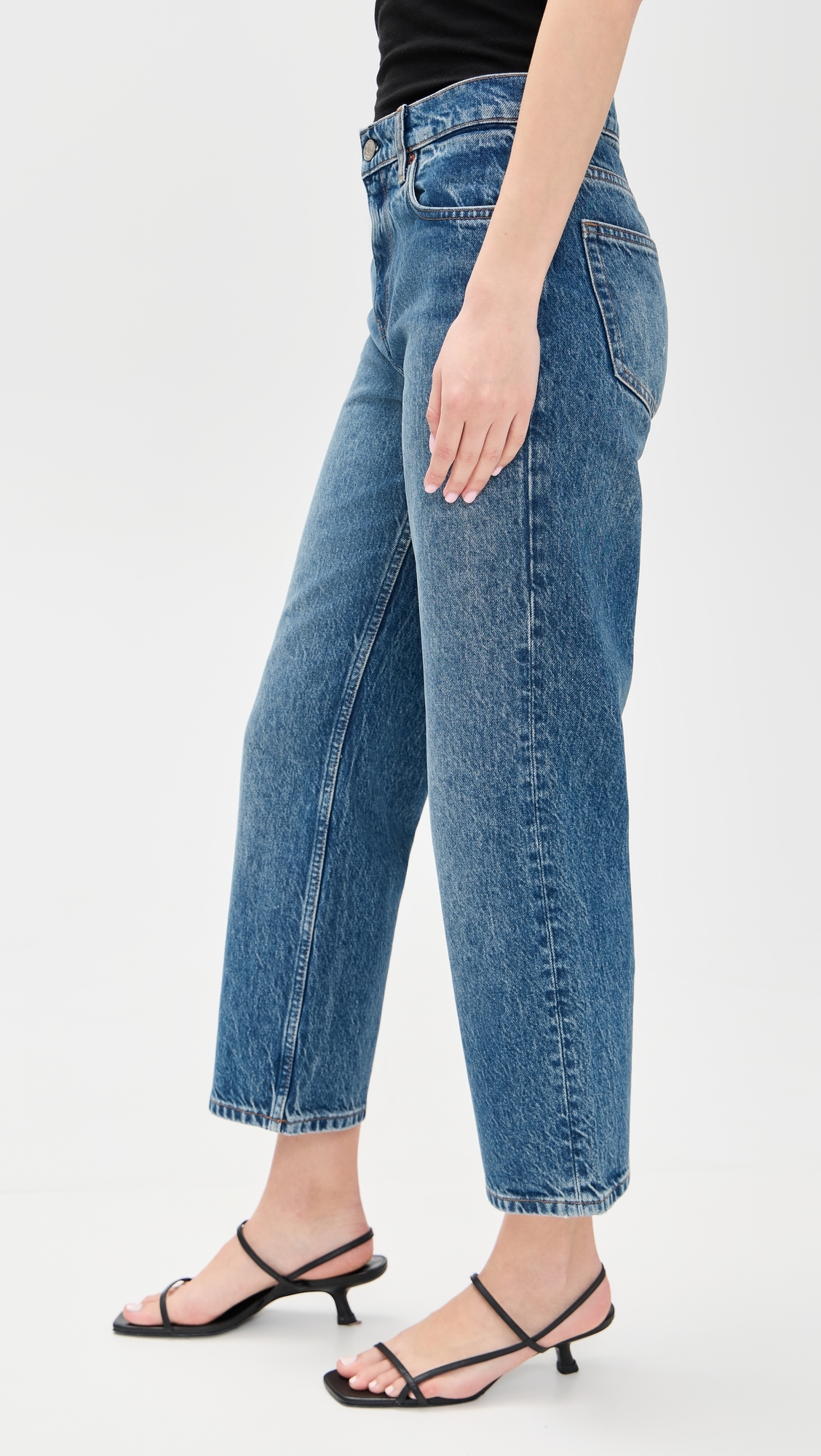 Reformation Arleth Mid Rise Straight Leg Cropped Jeans Pelican