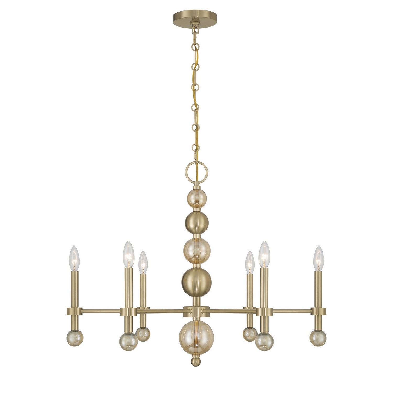 Crescent 6-Light Chandelier in Noble Bra