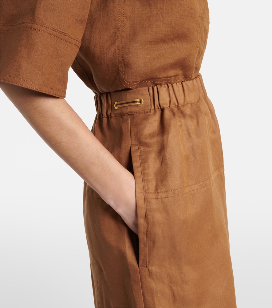 Onore linen and silk twill wide-leg pants