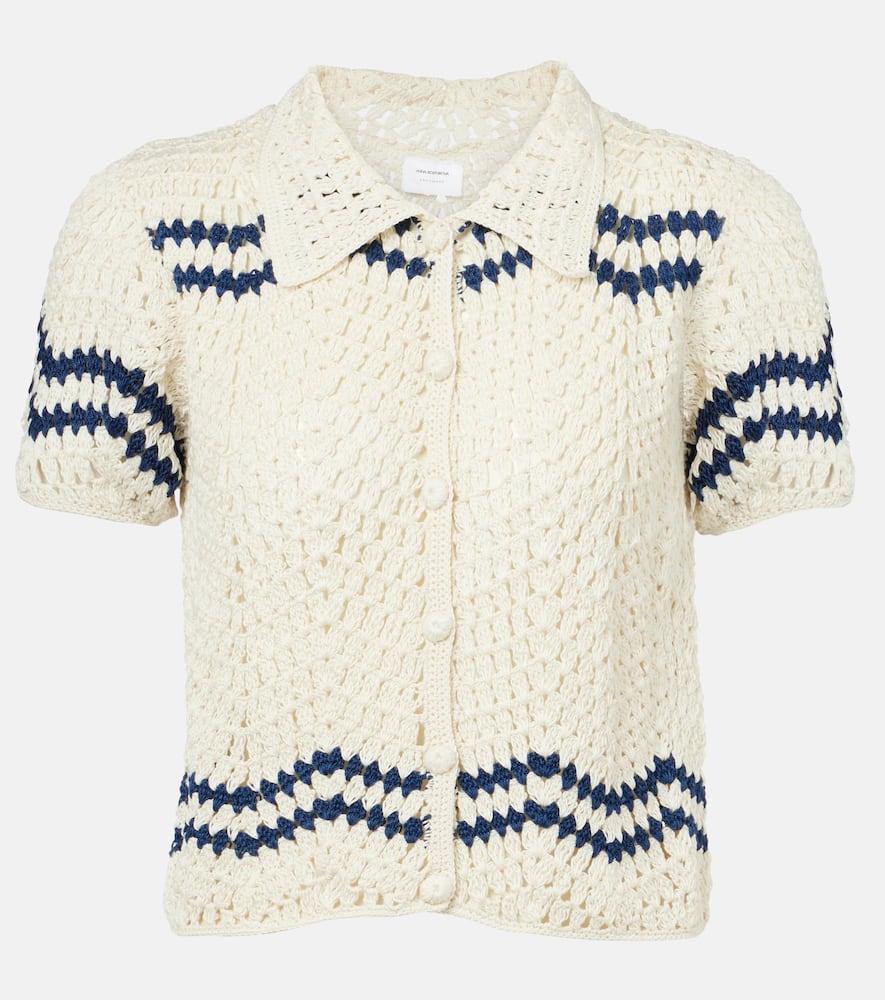 Nautical chevron crochet cotton shirt