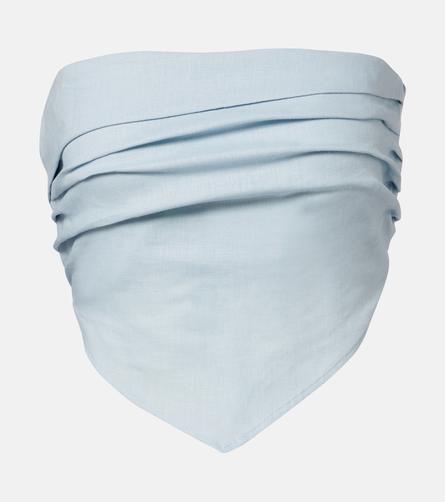 Antibes shirred linen crop top