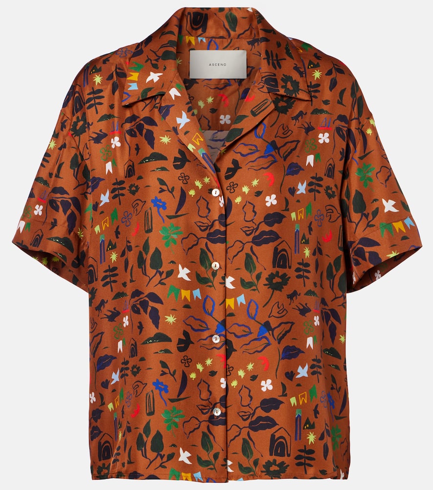 Prague printed silk twill shirt