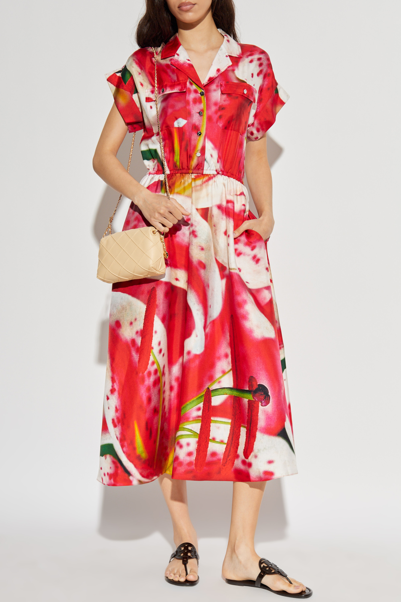 Tory Burch Dress With Print, Women's, Red