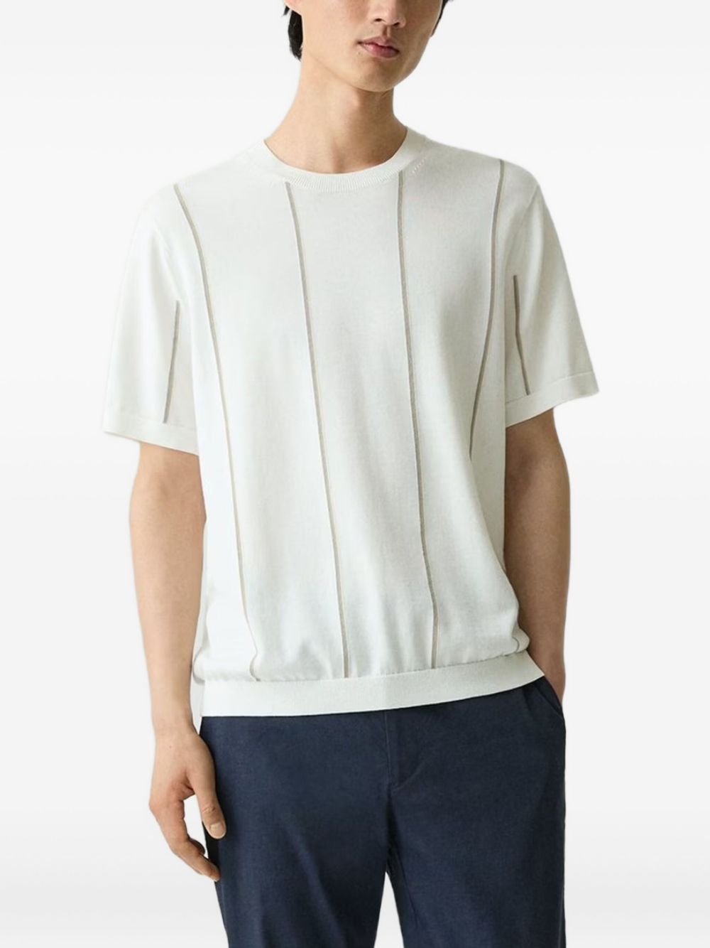 Striped cotton sweater - White