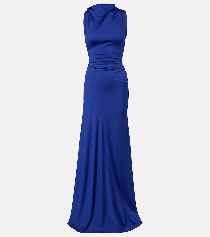 Asymmetric draped gown