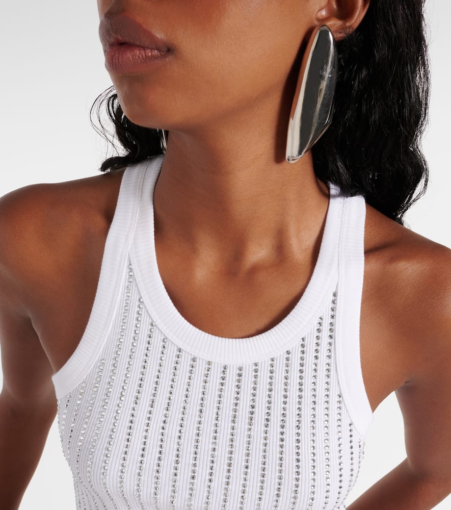 Crystal-embellished cotton tank top