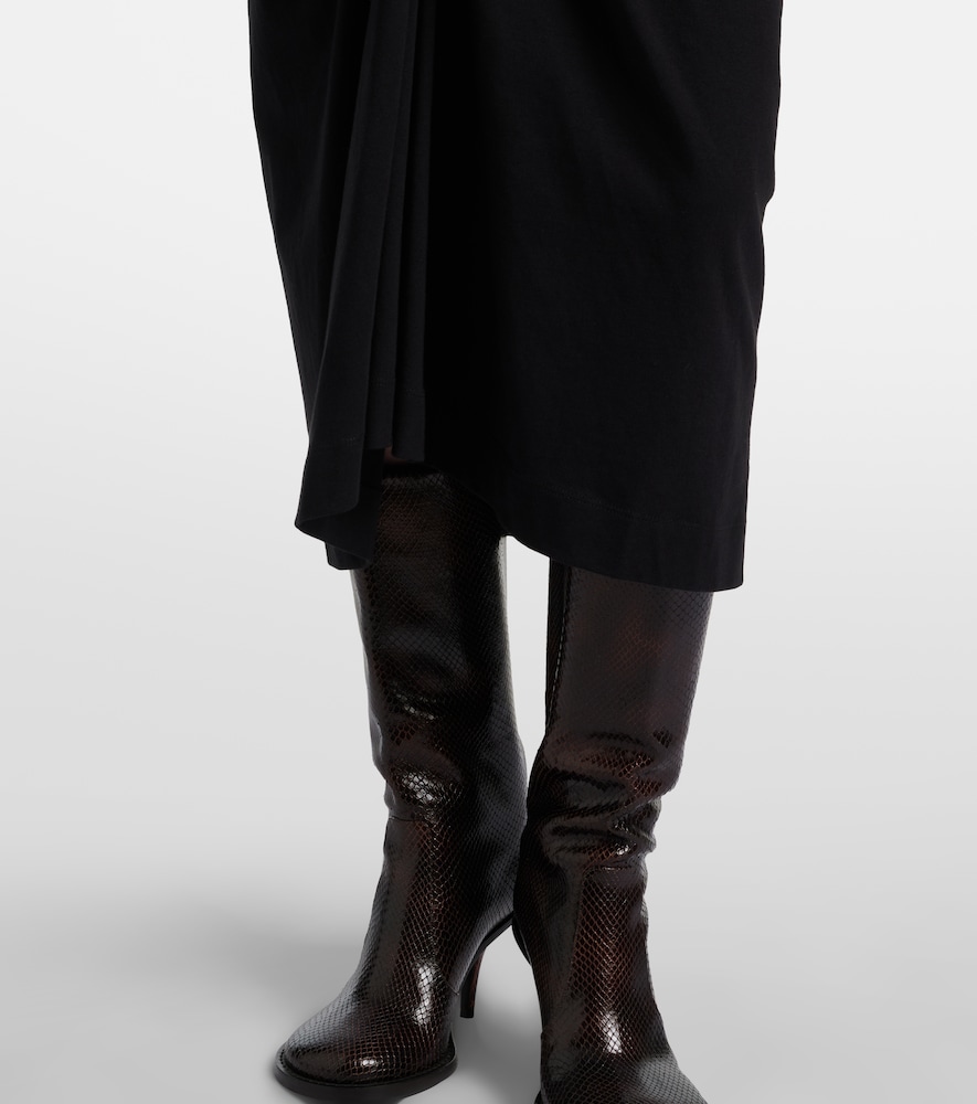 Gathered cotton midi skirt