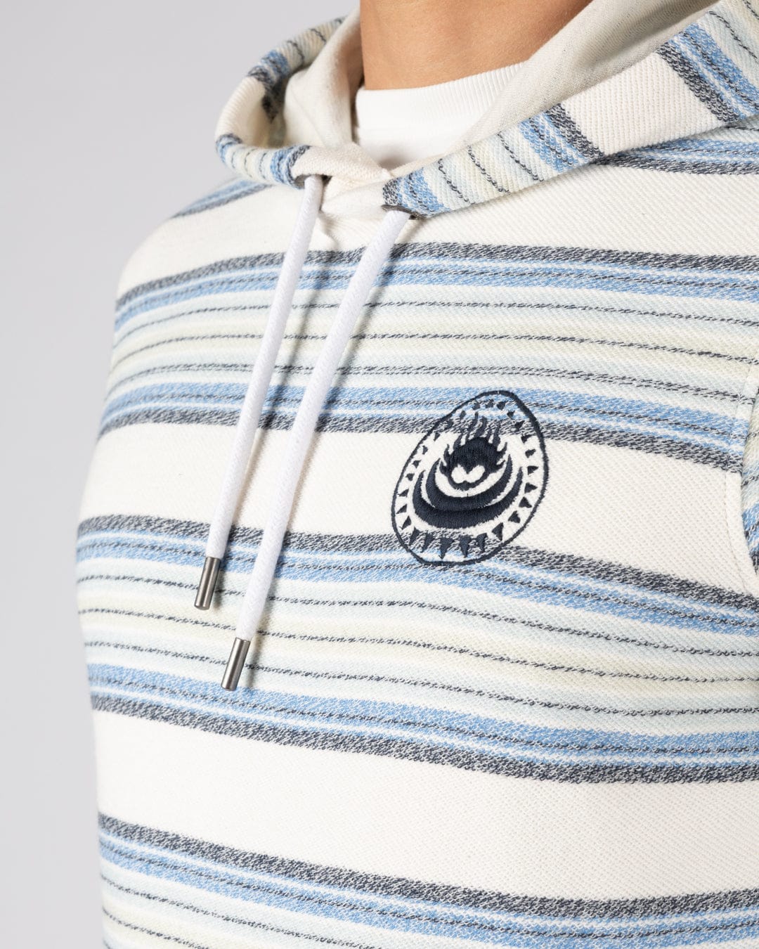 Saltrock Trewan Flame Mens Pop Hoodie in Blue/White Stripe