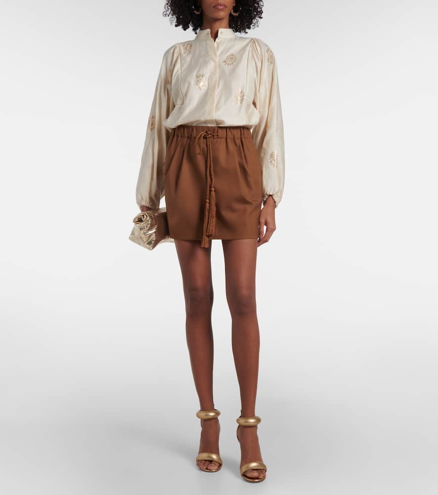 Tabarin wool and silk-blend miniskirt