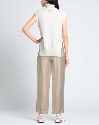 Woman Pants Cream Size 10 Cotton, Linen, Elastane