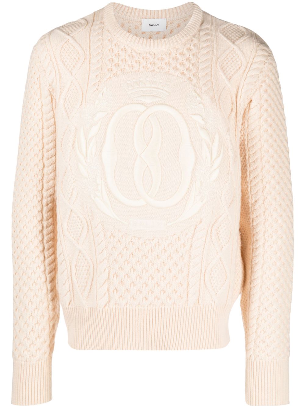 Intarsia-knit logo wool jumper - Neutrals