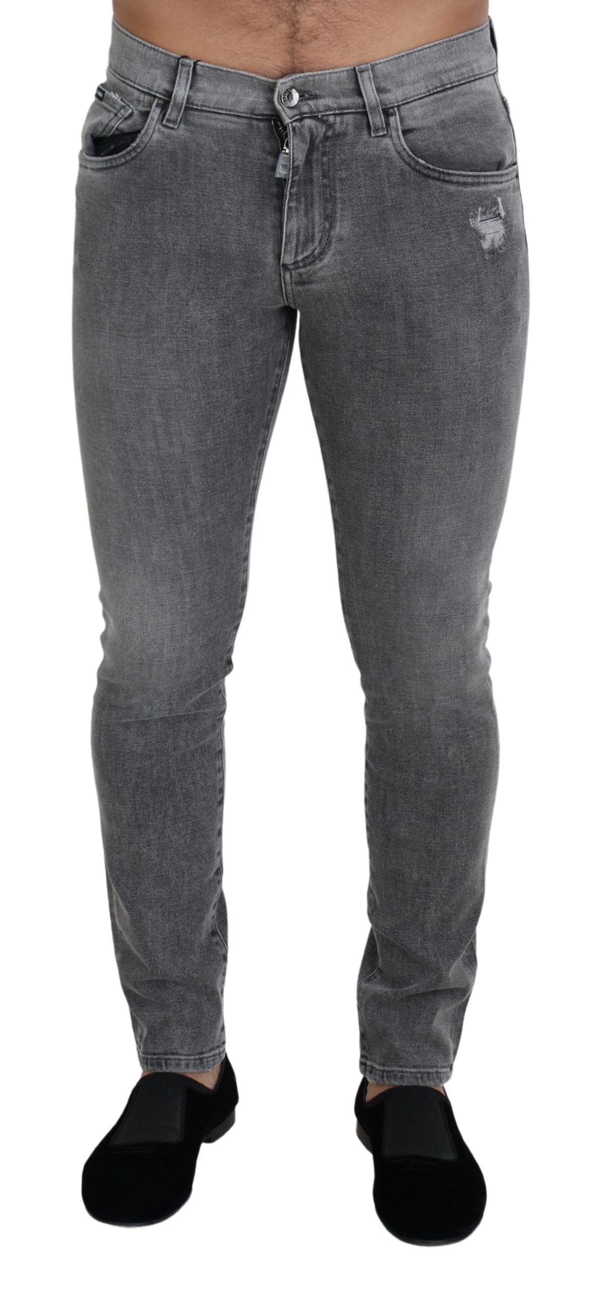 Grey Washed Skinny Denim Jeans — Gray