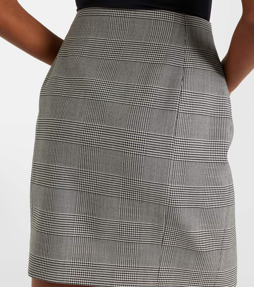Houndstooth wool-blend miniskirt
