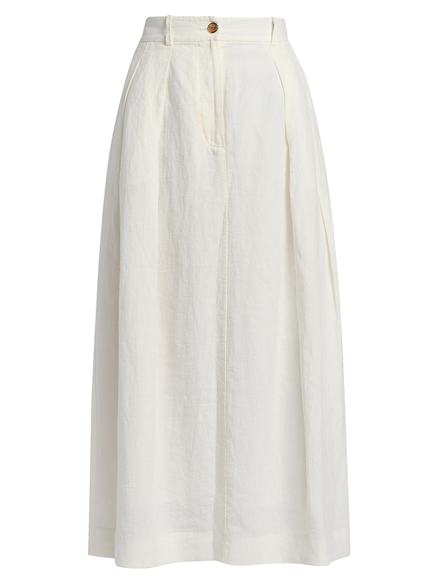 Women's Annabel Linen Midi-Skirt - Ivory
