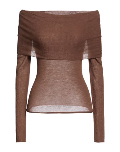 Crème Woman Turtleneck Chocolate brown Size XS Wool