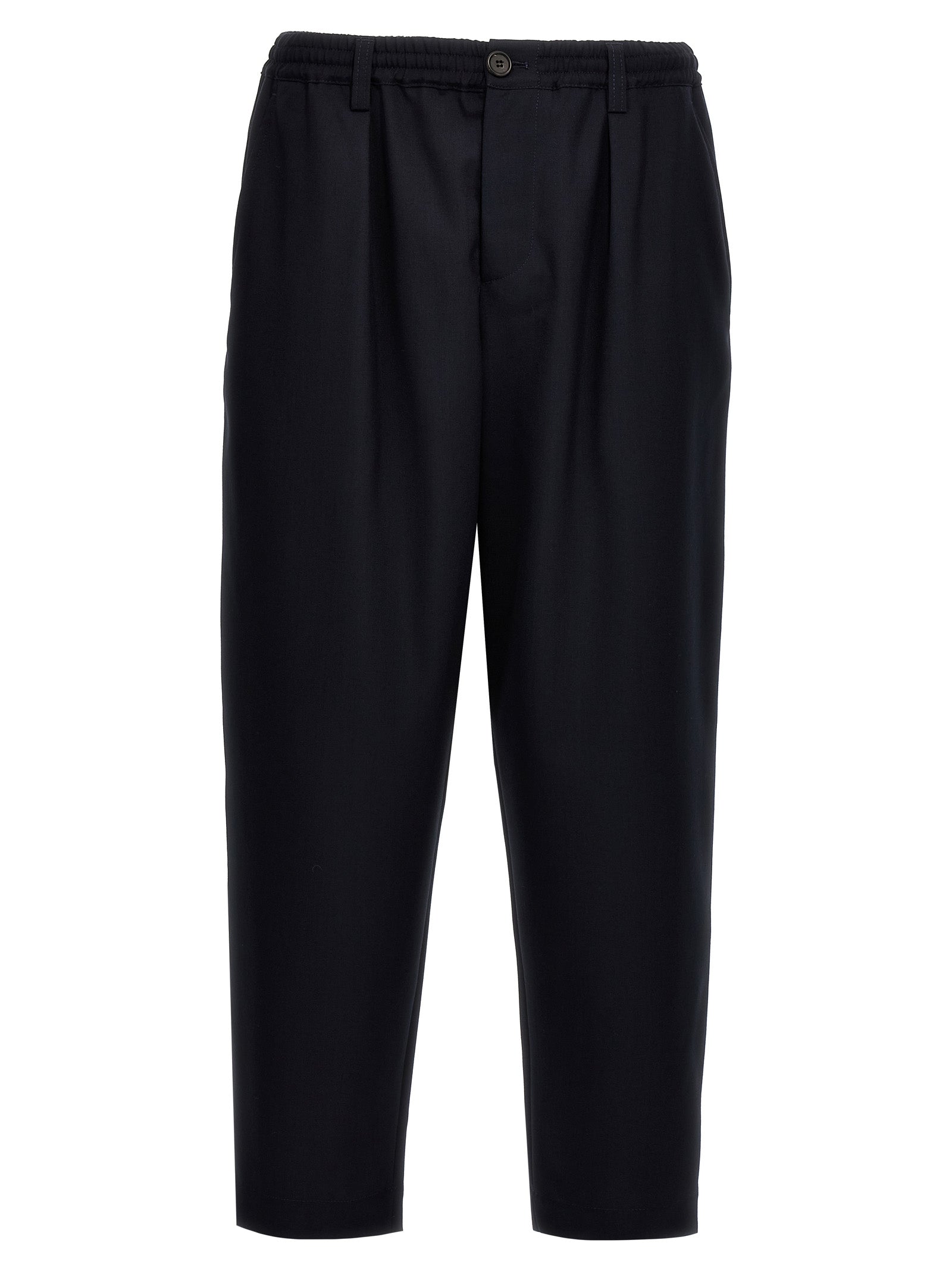 Virgin Wool Cropped Trousers — Black