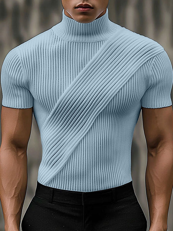 Mens Solid Textured Short Sleeve T-Shirt SKUL04390 - Blue / S