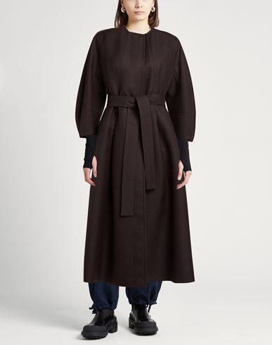 Woman Coat Dark brown Size 10 Virgin Wool