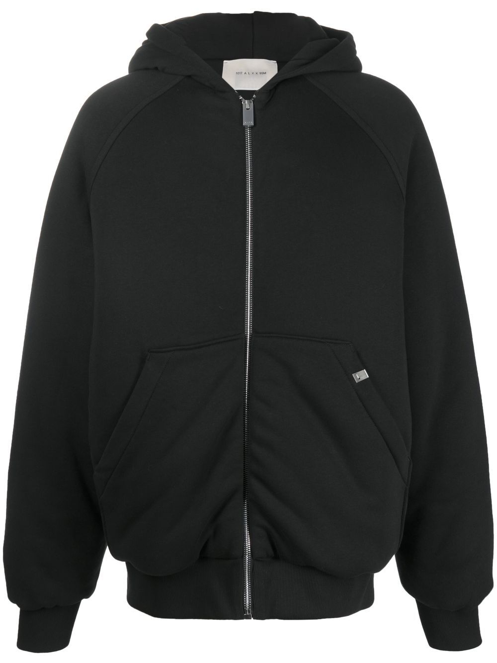 Logo-embroidered hooded bomber jacket - Black
