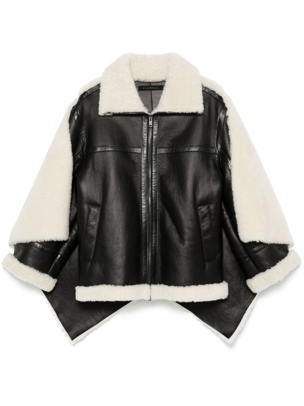 Shearling-cape jacket - Black