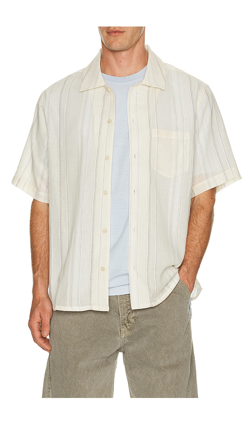 Asher Rick Camp Shirt in White. XL/1X. Also in S