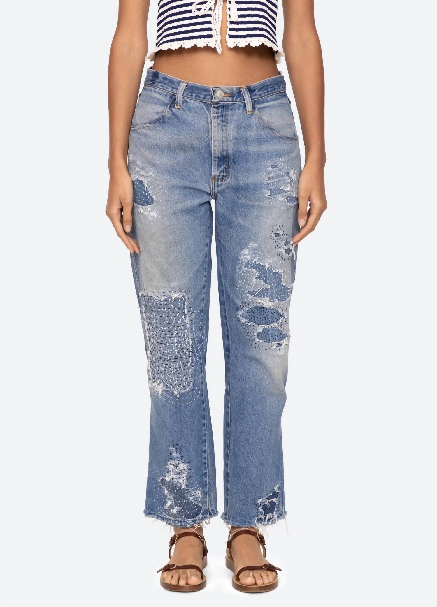 Oli Distressed Mid-Rise Jean In Blue