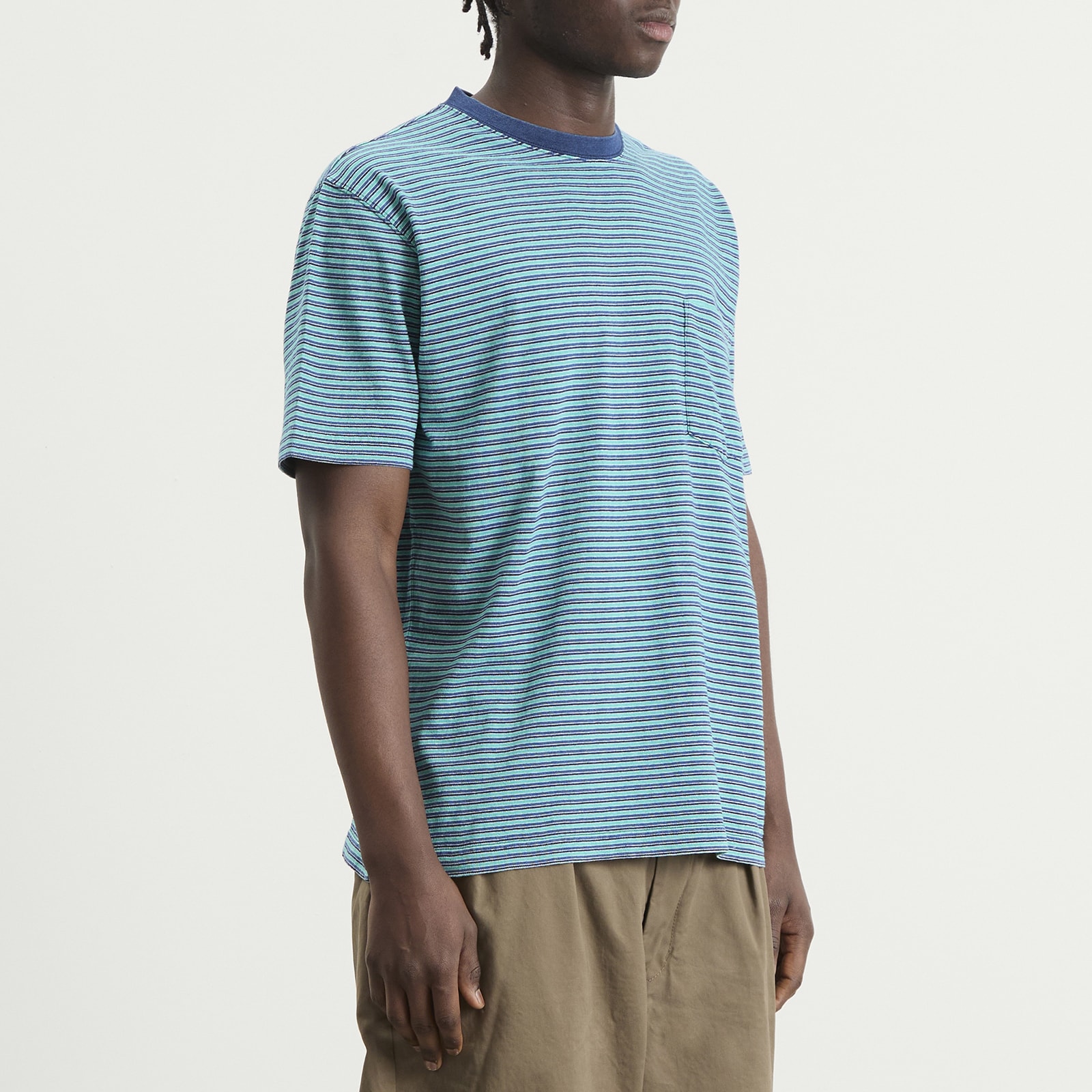 Men's Multi Stripe Pocket T-Shirt in Green