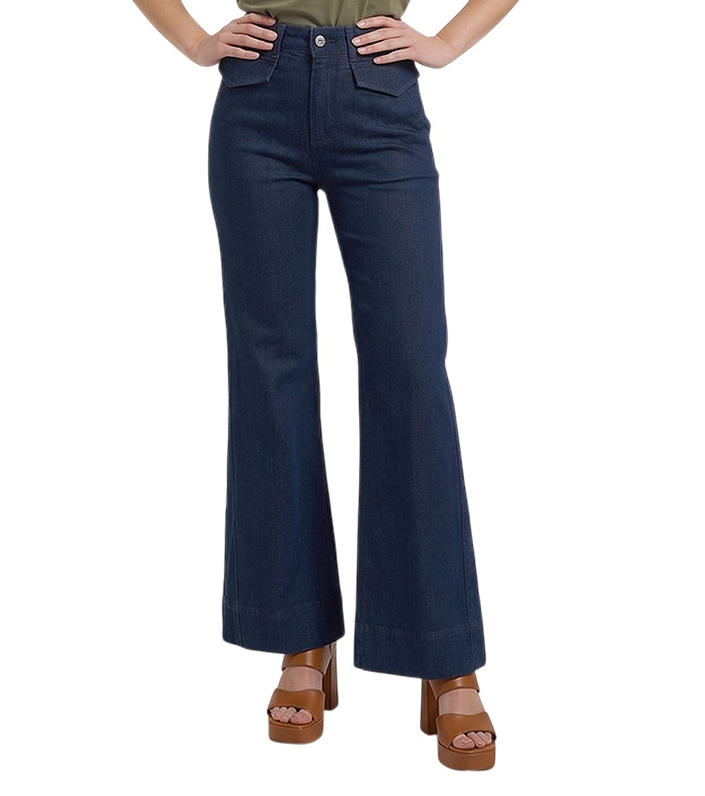 Blue Flared High Rise Jeans